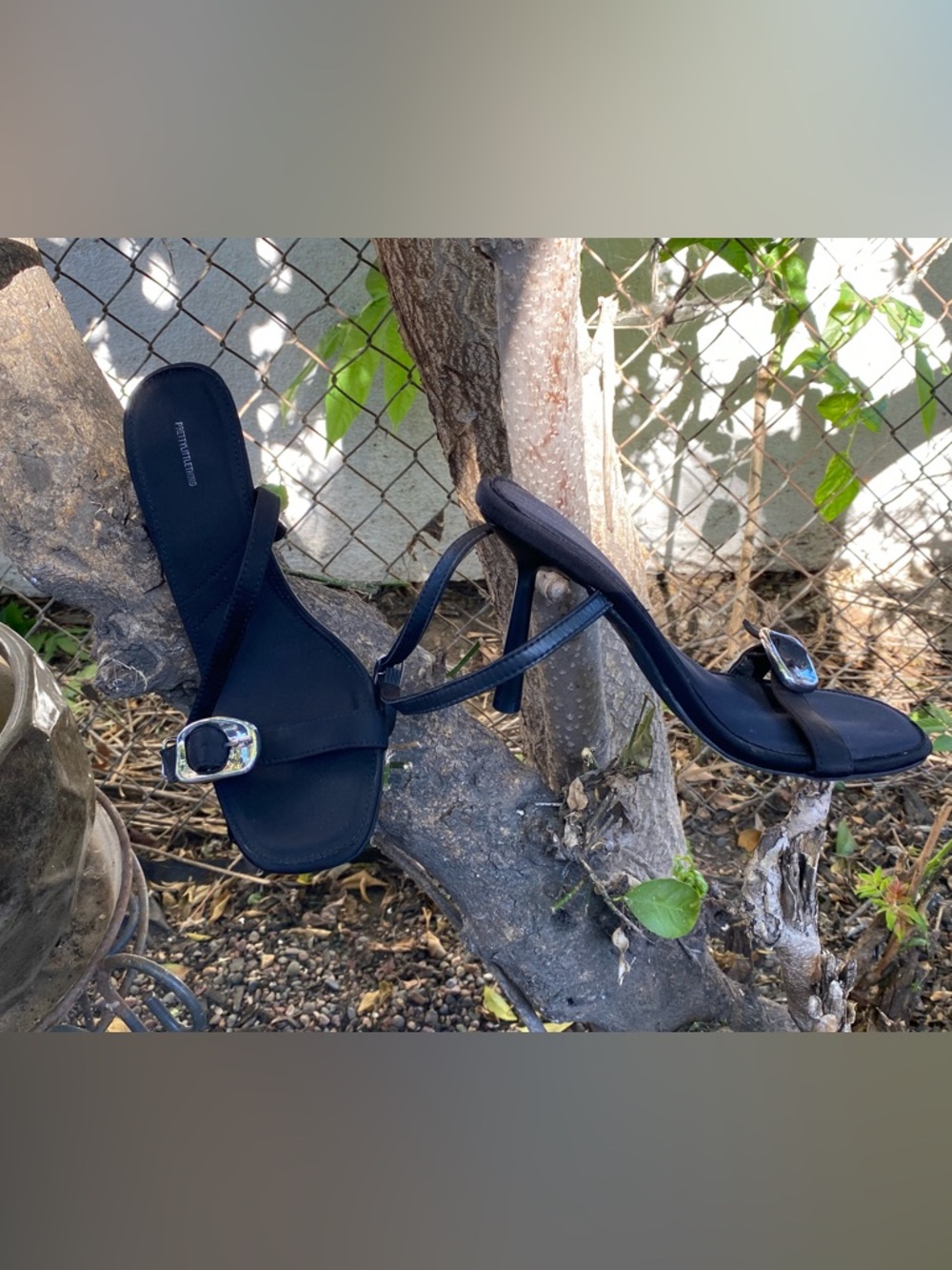 PrettyLittleThing Black Buckle Strappy Heels